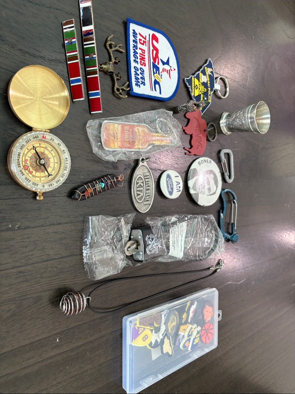 Mixed Metal and Enamel Keychain & Trinket Lot - Assorted Colors